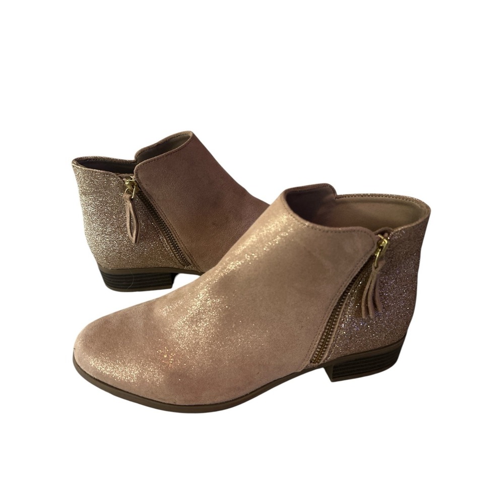 Kohls So Ankle Boots‎ Pink Sparkle & Suede girls size 6 medium